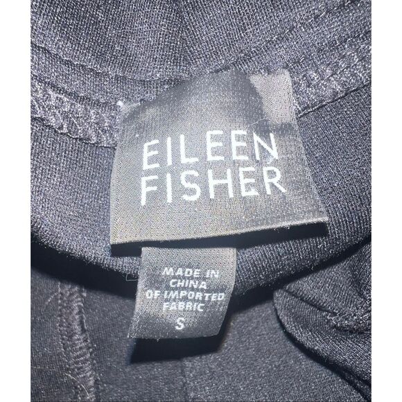 Eileen Fisher Straight Wide Leg Heavy Knit black Pants Gen S - Picture 6 of 8